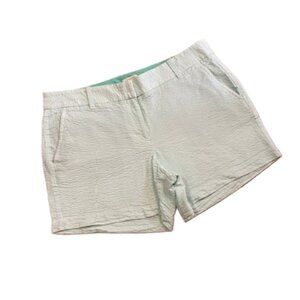 J. CREW Womens Mint Green & White Seersucker Stripe Shorts Size 8 Preppy Beach